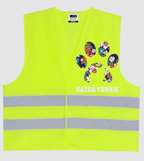 Gazdă Yorkie model galben neon pe tricou