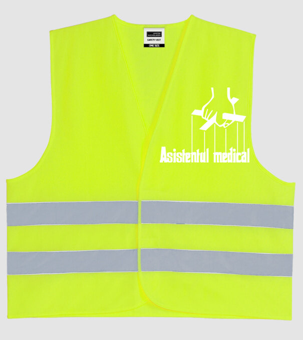 Asistentul medical / Asistenta medicală model galben neon pe tricou