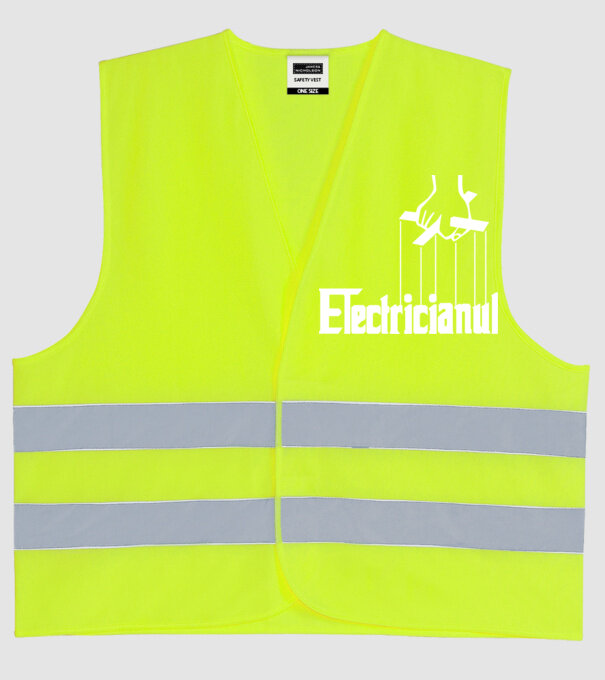 Electricianul model galben neon pe tricou
