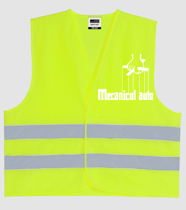 Mecanicul auto model galben neon pe tricou
