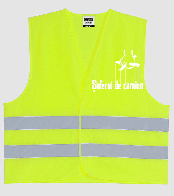 Șoferul de camion model galben neon pe tricou