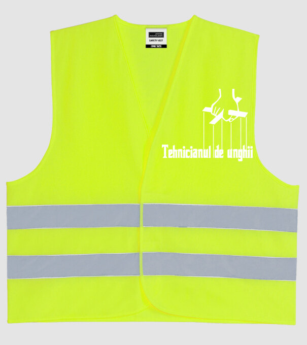 Tehnicianul de unghii model galben neon pe tricou