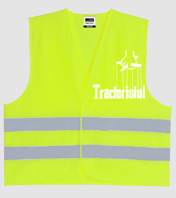 Tractoristul model galben neon pe tricou