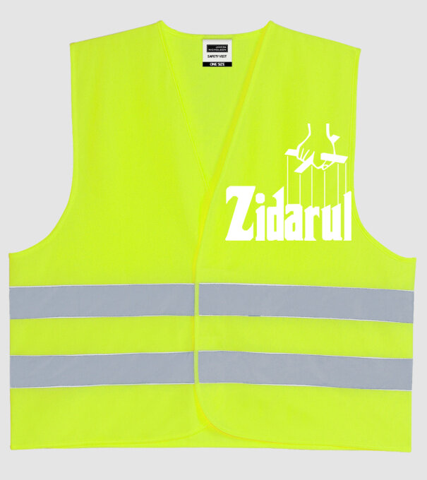 Zidarul model galben neon pe tricou