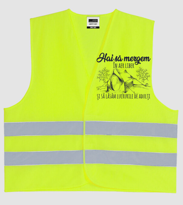 Hai să mergem în aer liber și să lăsăm lucrurile de adulți model galben neon pe tricou