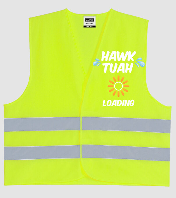 Hawk Tuah loading raindrop model galben neon pe tricou