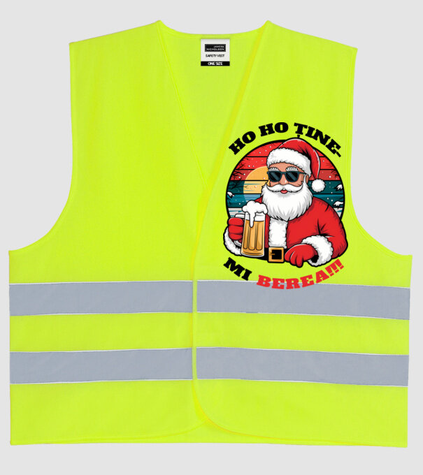 Ho ho ține mi berea! alb model galben neon pe tricou