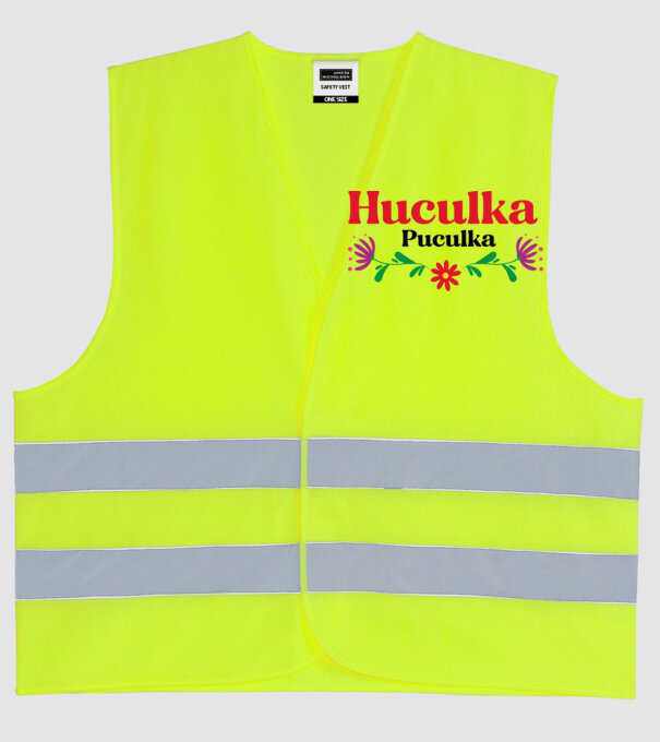 Huculka Puculka model galben neon pe tricou
