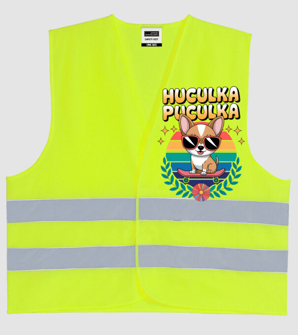 Huculka Puculka Câine 2 model galben neon pe tricou