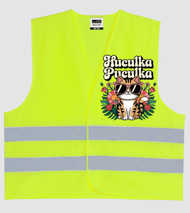 Huculka Puculka pisică 3 model galben neon pe tricou