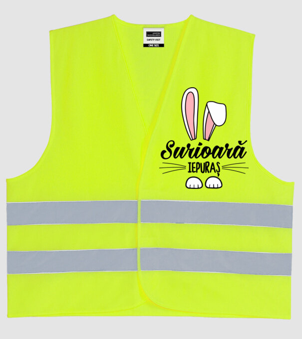 Iepuraș surioară model galben neon pe tricou