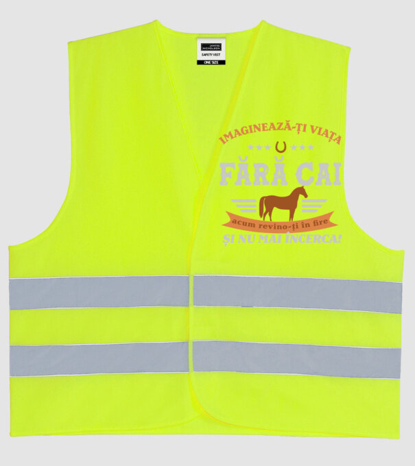 Imaginează-ți viața fără cai, acum revino-ți în fire și nu mai încerca! model galben neon pe tricou
