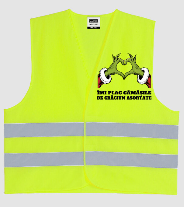 Îmi plac cămășile de crăciun asortate alb model galben neon pe tricou