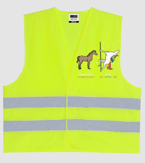 Înainte de cosmetician După cosmetician model galben neon pe tricou