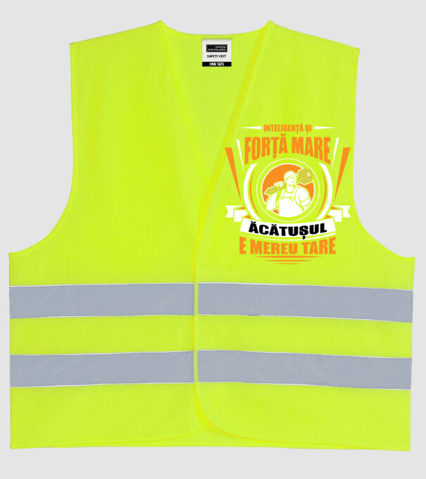 Inteligență și forță mare, lăcătușul e mereu tare model galben neon pe tricou