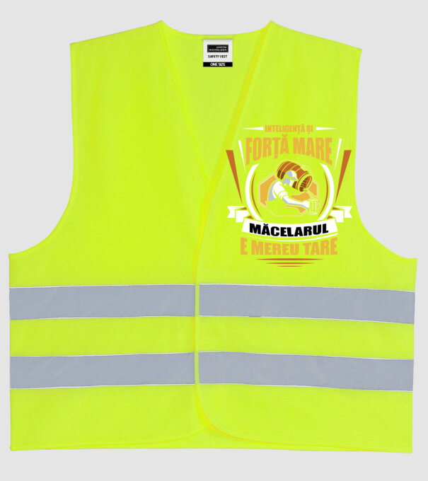 Inteligență și forță mare, barmanul e mereu tare model galben neon pe tricou