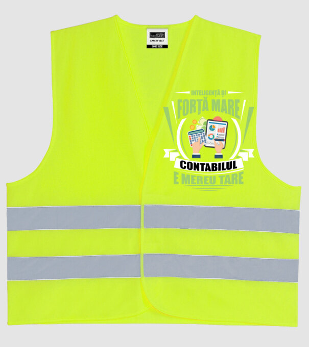 Inteligență și forță mare, contabilul e mereu tare model galben neon pe tricou