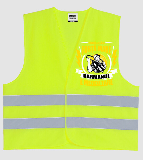 Inteligență și forță mare, electricianul e mereu tare model galben neon pe tricou