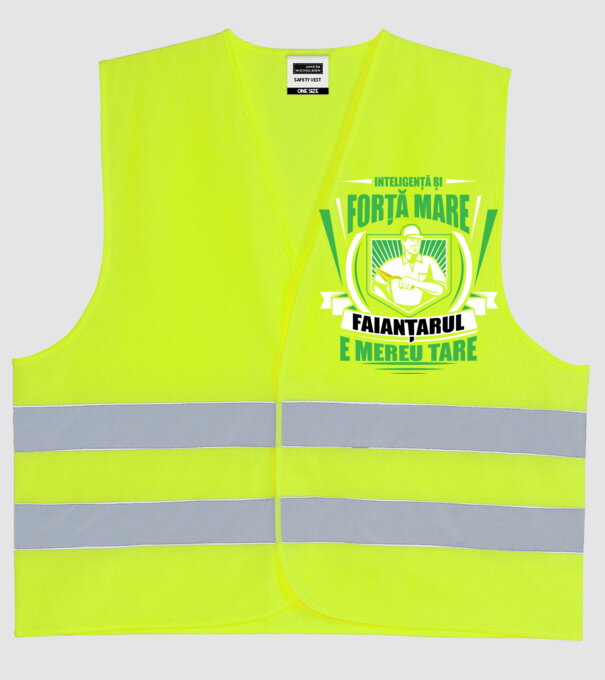 Inteligență și forță mare, faianțarul e mereu tare model galben neon pe tricou