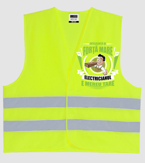 Inteligență și forță mare, tâmplarul e mereu tare model galben neon pe tricou