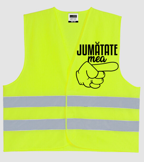 Jumătate a mea model galben neon pe tricou