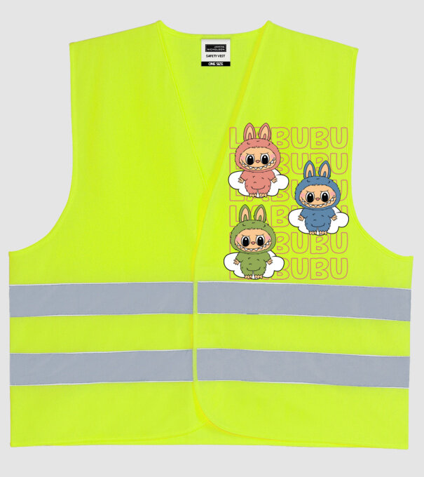 LABUBU model galben neon pe tricou