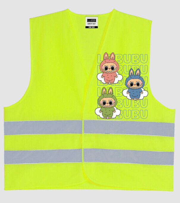 LABUBU model galben neon pe tricou