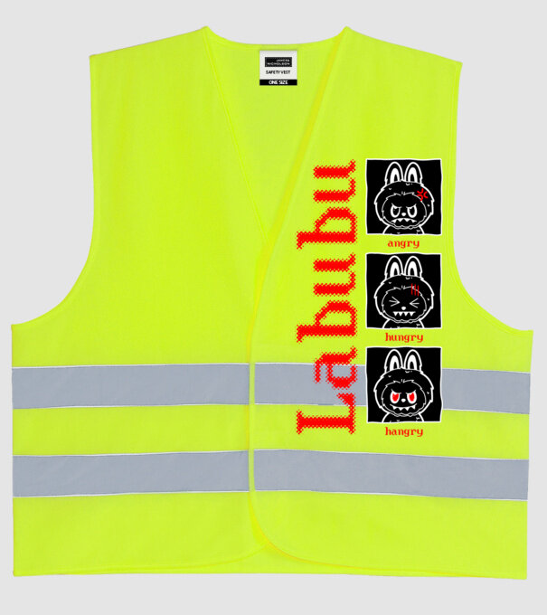 Labubu moods model galben neon pe tricou