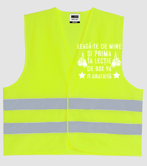 Leagă-te de mine și prima ta lecție de box va fi gratuită model galben neon pe tricou