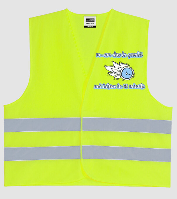 m-am dus la școală, mă întorc în 10 minute model galben neon pe tricou