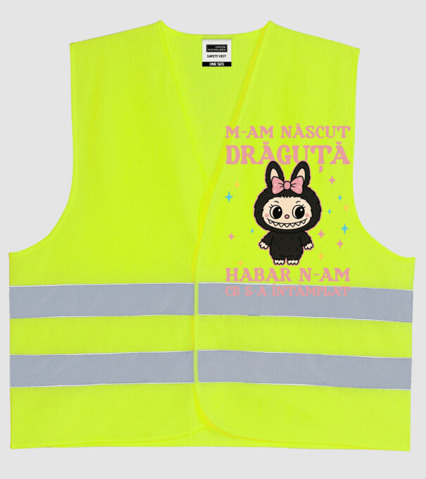 M-am născut drăguță model galben neon pe tricou