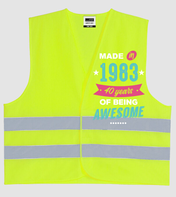 Made in 1983 model galben neon pe tricou