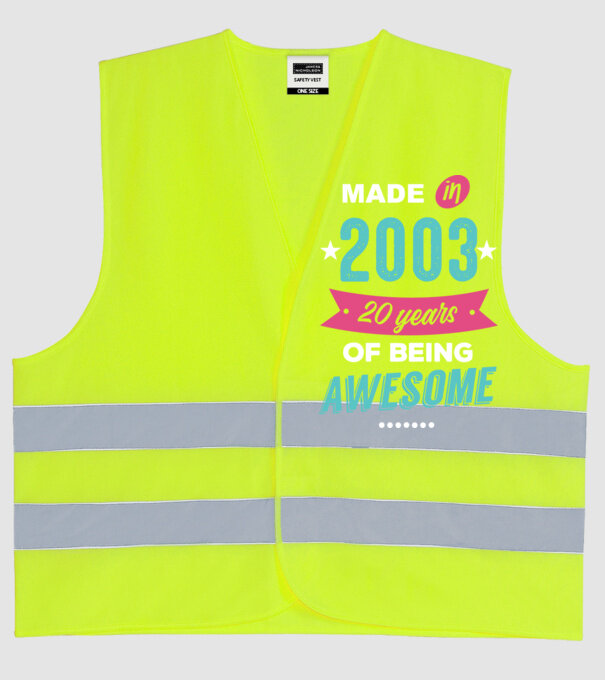 Made in 2003 model galben neon pe tricou