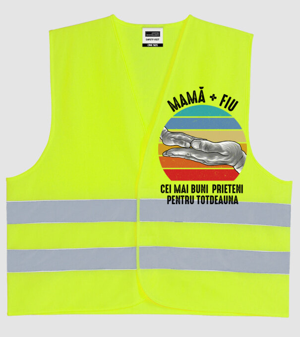 Mamă + fiu - Cei mai buni prieteni pentru totdeauna model galben neon pe tricou