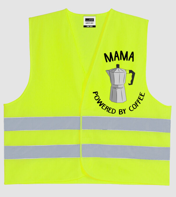 Mama powered by coffee_D1655019 model galben neon pe tricou