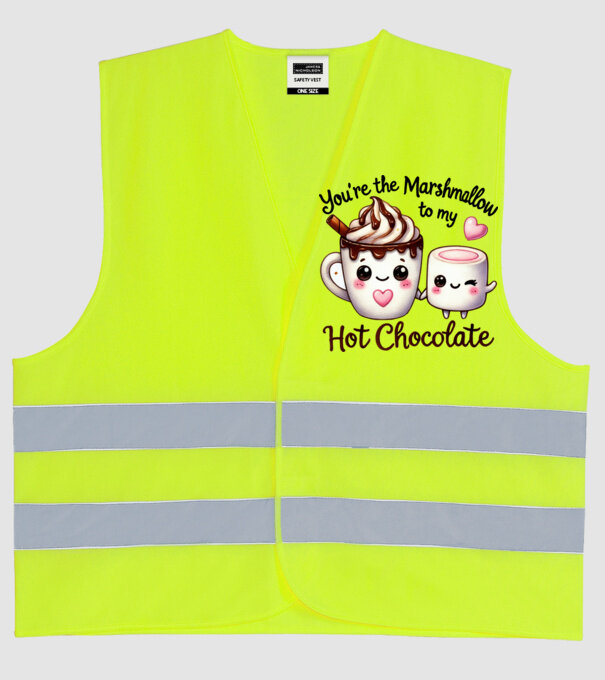 Marshmallow to my Hot Chocolate model galben neon pe tricou