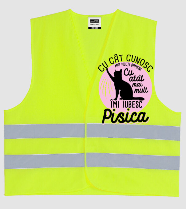 Cu cât cunosc mai mulți oameni, cu atât mai mult îmi iubesc pisica model galben neon pe tricou