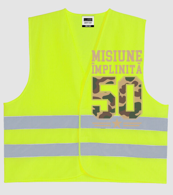Misiune împlinită 50 model galben neon pe tricou
