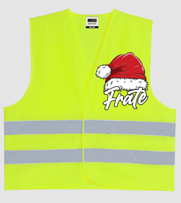 frate Santa Hat model galben neon pe tricou