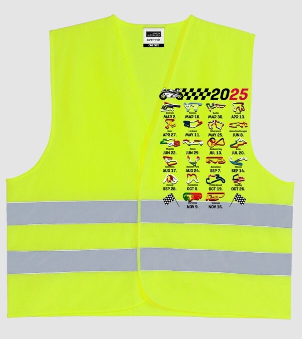 MOTOGP 25 CALENDAR alb model galben neon pe tricou