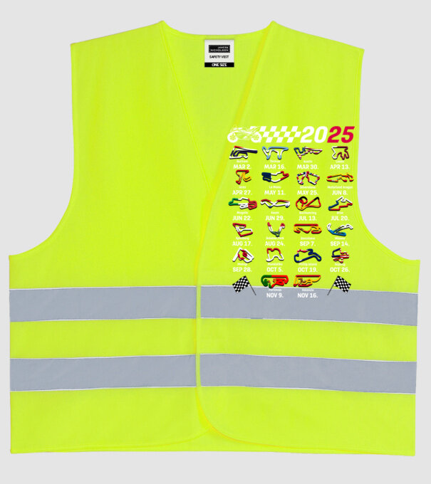 MOTOGP 25 CALENDAR Negru model galben neon pe tricou