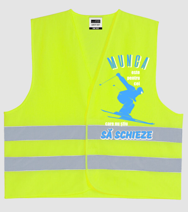 Munca este pentru cei care nu știu să schieze model galben neon pe tricou