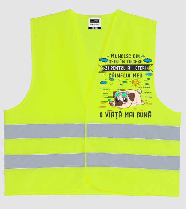 Muncesc din greu în fiecare zi pentru a-i oferi câinelui meu o viață mai bună model galben neon pe tricou