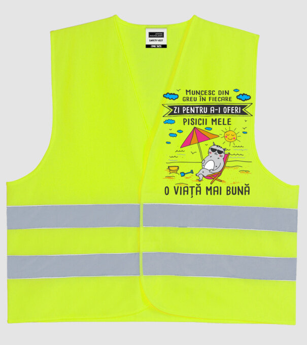 Muncesc din greu în fiecare zi pentru a-i oferi pisicii mele o viață mai bună model galben neon pe tricou