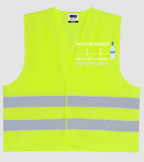În caz de urgență, grupa mea sanguină este vodca model galben neon pe tricou