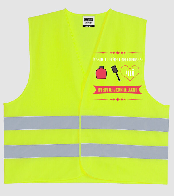 În spatele fiecărei femei frumoase se află un bun tehnician de unghii model galben neon pe tricou