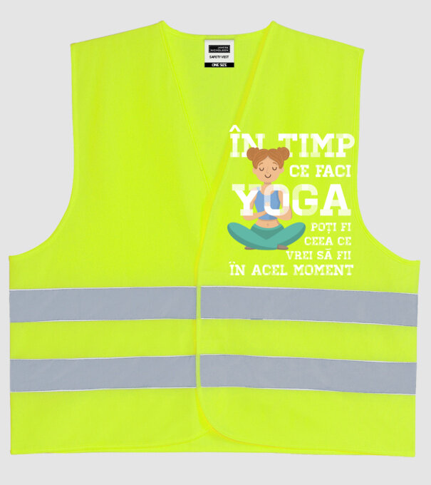în timp ce faci yoga poți fi ceea ce vrei să fii - în acel moment model galben neon pe tricou