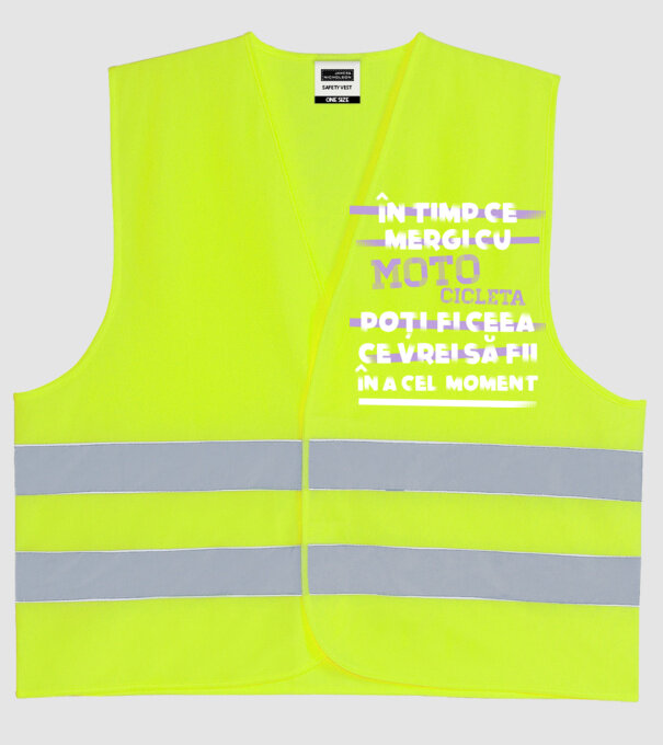 în timp ce mergi cu motocicleta poți fi ceea ce vrei să fii - în acel moment model galben neon pe tricou