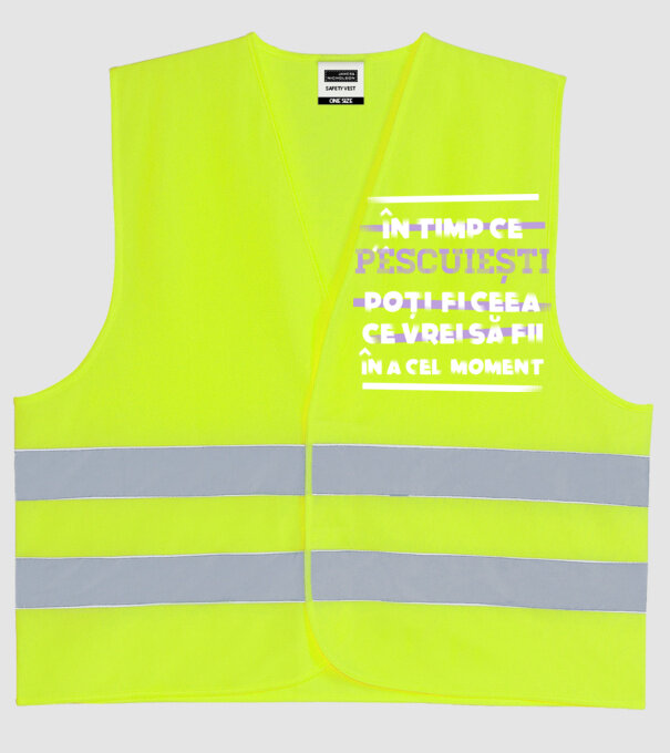 în timp ce pescuiești poți fi ceea ce vrei să fii - în acel moment model galben neon pe tricou