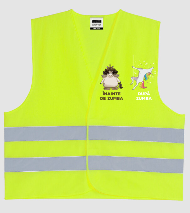 Înainte de Zumba, după Zumba model galben neon pe tricou